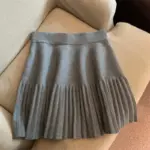 Pleated Mini Skirts Korean Sweet Knitted Skirts Sweet Elastic Waist Ladies Casual Youthful For Women's Clothes Solid Fashion New - Image 2