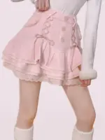 Japanese Kawaii Lolita Mini Skirt Women Winter Lace Casual Elegant Sweet Female Skirt High Waist Bandage Korean Skirt 2024 New - Image 3