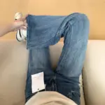 Women's 2025 Fall New Blue High Waist Flared Jeans Showcasing Slim Look for Pear Shaped Body with Elasticity - Image 4