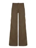 Brown Wide Leg Women's Jeans Y2K Grunge Style Low Rise Baggy Denim Pants Vintage Retro Casual Streetwear Korean Fashion Trousers - Image 6