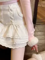 Japanese Kawaii Lolita Mini Skirt Women Winter Lace Casual Elegant Sweet Female Skirt High Waist Bandage Korean Skirt 2024 New - Image 5